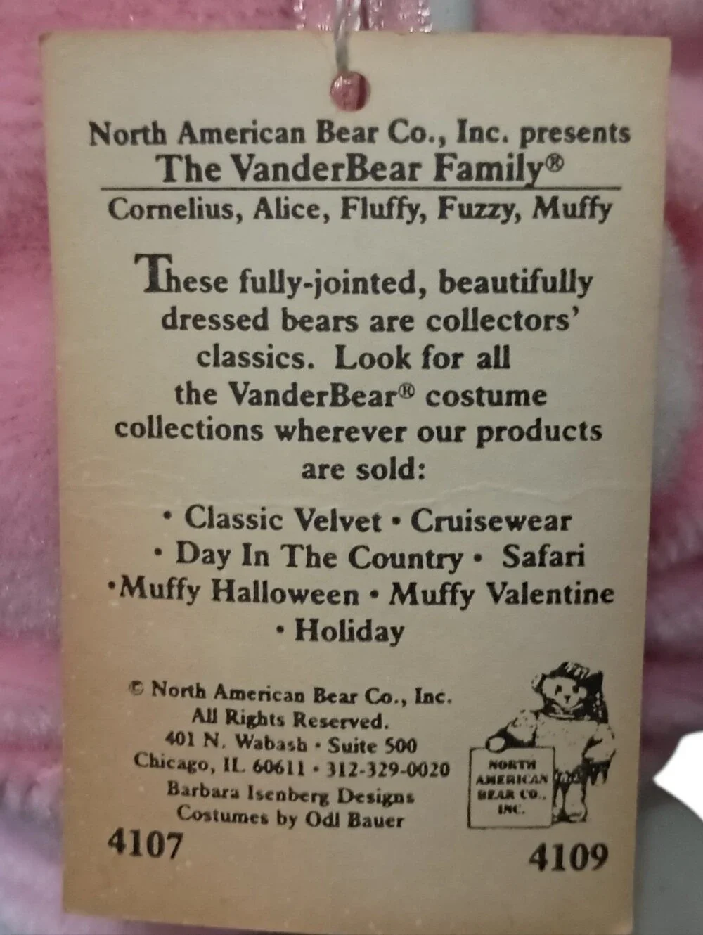 Vintage Muffy VanderBear With Easter Bunny Suit Pink Rabbit Costume Outfit NABCO